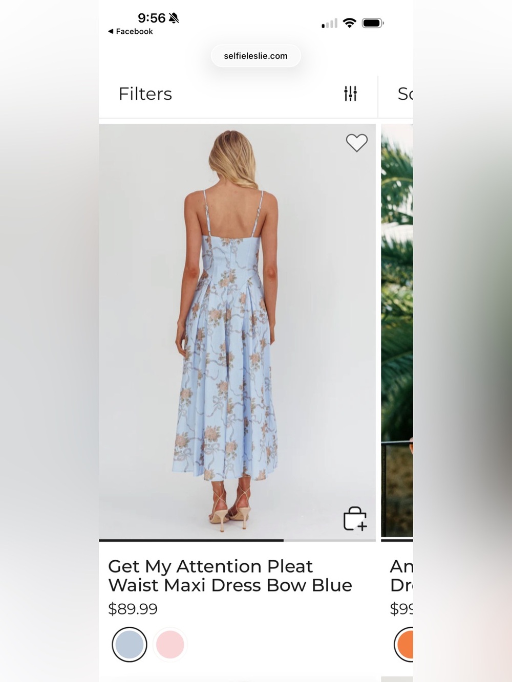Selfie Leslie Light Blue Floral Midi Dress with Sweetheart Neckline - Picture 2 of 4
